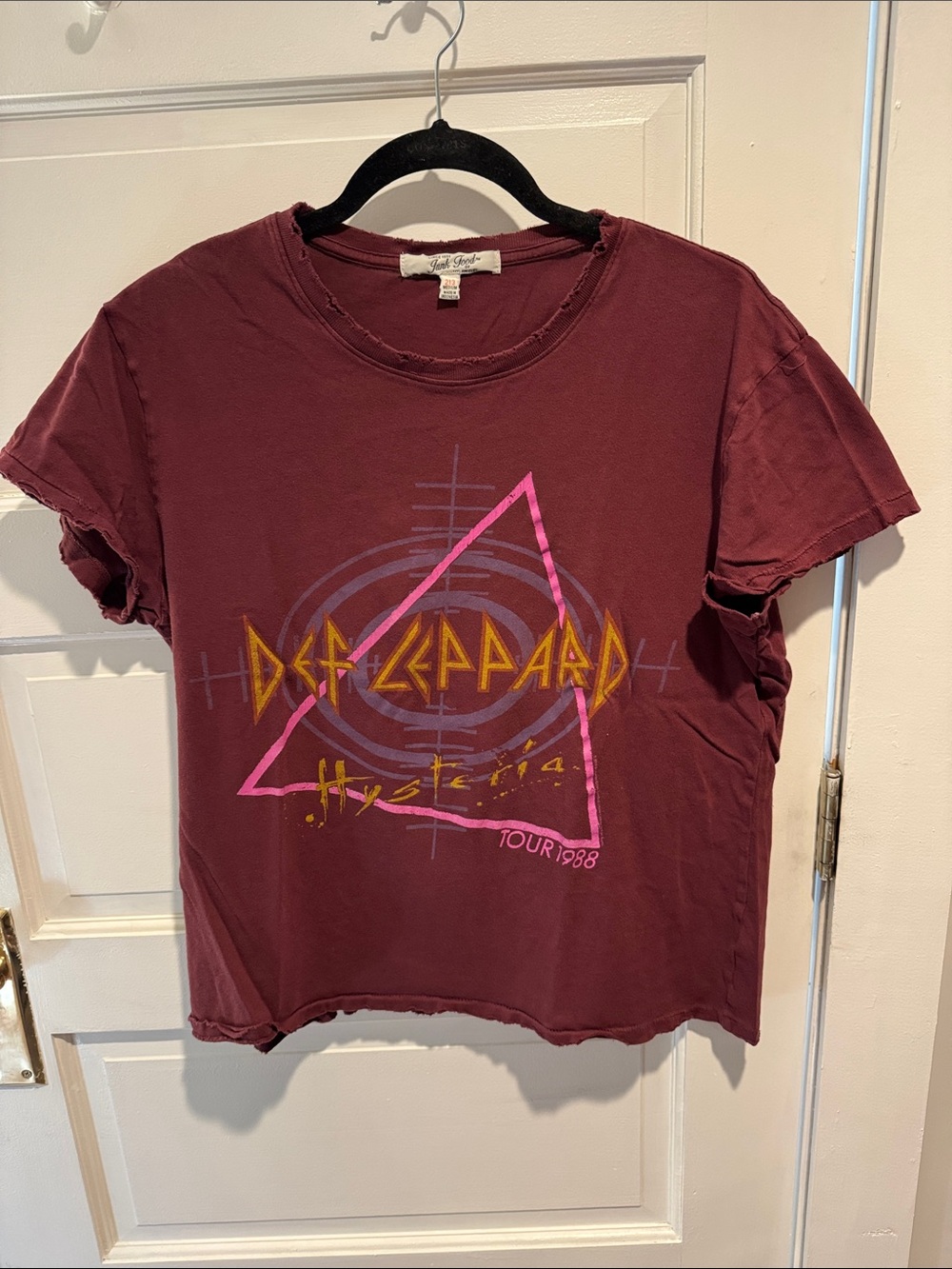 Junk Food Clothing Maroon Def Leppard Hysteria Tour Tee